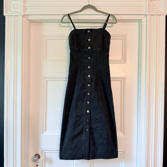 NWT Habitual Button Front Vintage Black Denim Midi Dress Sizes Avail 0/25 - Picture 1 of 11